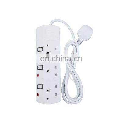 Yaik High quality  White 13A 3 Outlet Power Electrical sockets UK standard household Extension socket wholesale socket