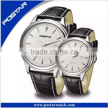 Fashion Couple Wrist Watch with Leather Band Quality Assurance