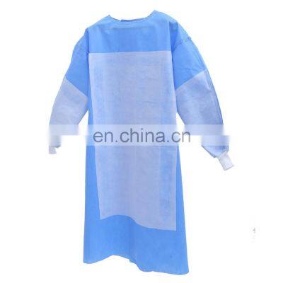 Reinforced disposable nonwoven surgical gown with PE Film on the Chest and sleeve