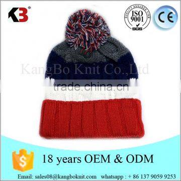 Winter Warm Unisex Wooly Ski Skull Knitted Beanie With Top Ball