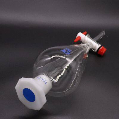 Pear Shaped Glass Separatory Funnel PTFE/glass Piston Complete Specifications Accurate Scale photo-3