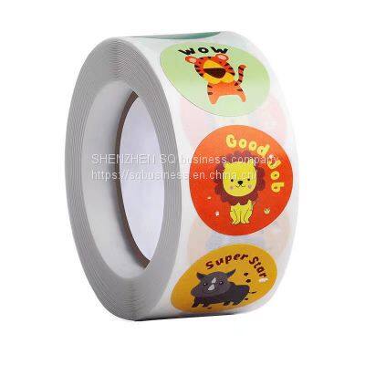 500pcs/roll Stickers School Encouraging Stickers Children Inspirational Kindergarten Primary School Little Cute Animal Labels photo-5