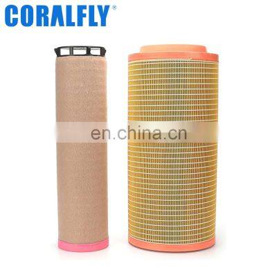 Coralfly Excavator Air Filter Wearing Parts Engine AF26399 AF26400 P782108 P782105