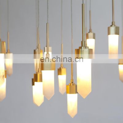 Modern Luxury Cluster Pendant Light Unique Alabaster Chandeliers Duplex Stair Ceiling Rock Crystal  Hanging Lamp