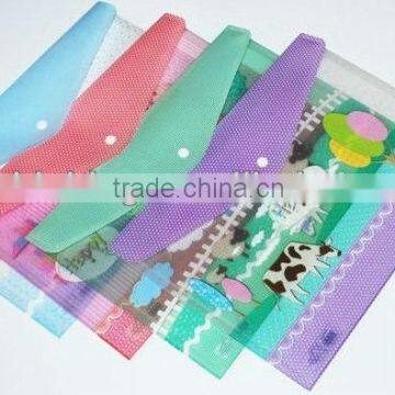 The specific pattern transparent pvc/pet/pp file bag with button