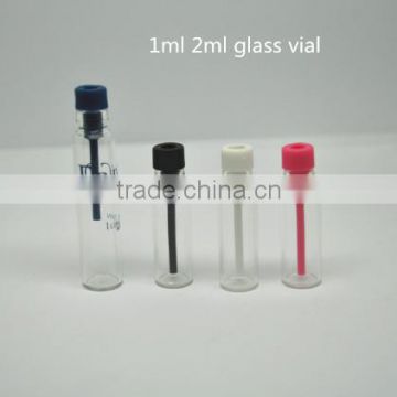 hot sale 1ml 2ml 3ml clear glass vial with plastic plug as sampler vial, pocket vial