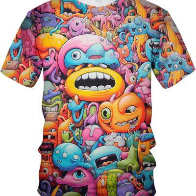 3D Trippy Graffiti Animation Graphic T-Shirt Short Sleeve Crewneck Shirt