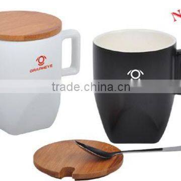 10 OZ Matt Finished Ceramic Cup with D Shape Handle for Promotion