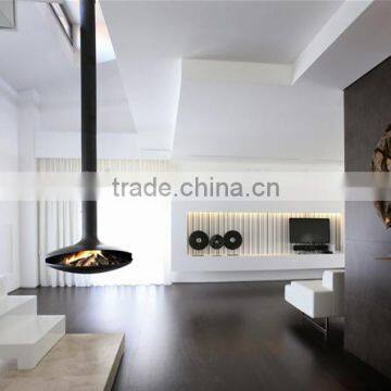 Ceiling mounted wood fireplace