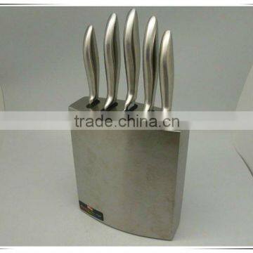 6pcs stainless steel hollow handle good quality with s/s block kitchen knife