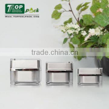 5g 15g 30g 50g Double Wall Plastic Facial Moisturizer Jar with Square Bottle