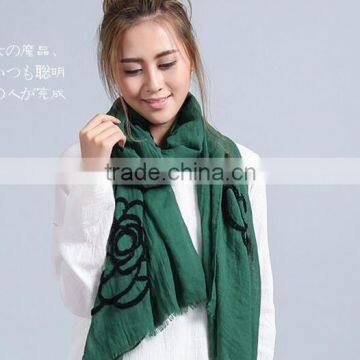 Korean Ladies Fashion Rose Flower Embroidery Shawls and Wraps Wholesale