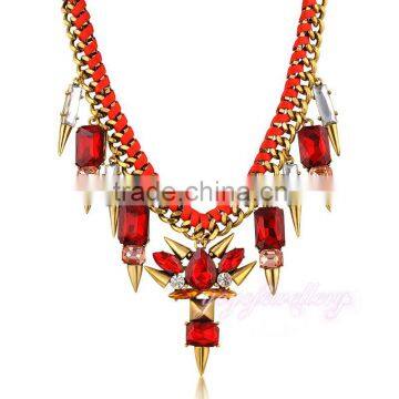 New fashion rivet charms ruby stone latest design saudi gold jewelry necklace