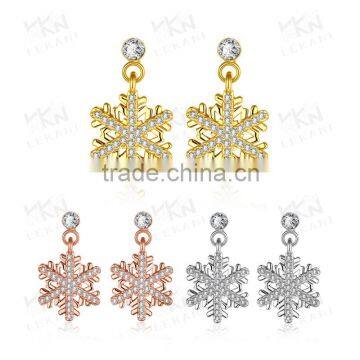 Fashion gold plated stainless steel rhinestone crystal earrings designs for girls