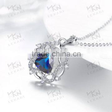 Necklace Jewelry Design in Hollow Style With Blue Big Zircon