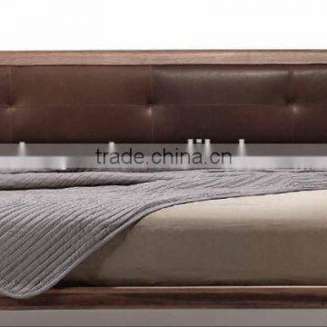 Modern bed design furniture solid wood bed room furniture Black walnut European maple With Top Grain Leather                        
                                                Quality Choice