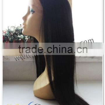 Wholesale top quality straight hair 100% virgin human hair 3/4 lace wig