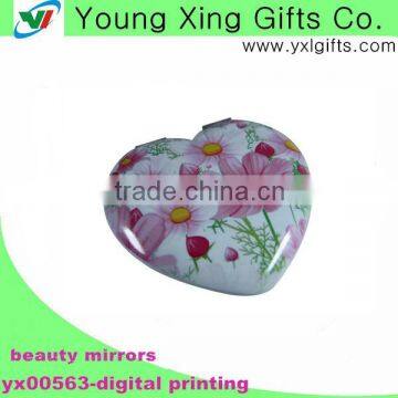 Aluminum Digital Pretty Heart Shape Pocket Mirror