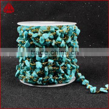 Blue Turquoise Rosary Beads Chain Wire Wrapped Handmade Chain Quality Choice photo-5