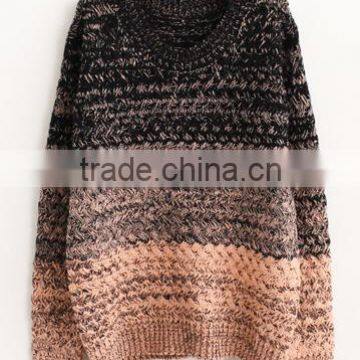 Gradual Blending Loose Round Neck Sweater Hedging Women Pullover photo-2