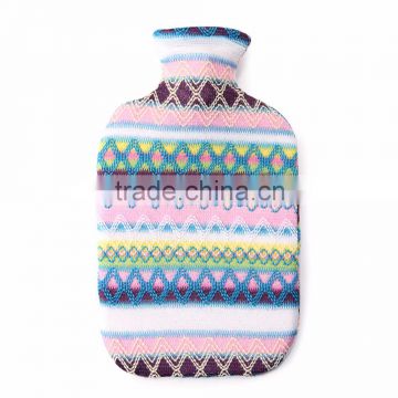 reusable custom beatuiful stripes warm knitted hot water bottle cover