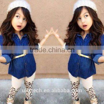 2015 China supply boutique autumn girls jeans coat sets for 2-8 years girls dress