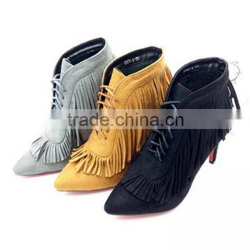 Latest England Style Tassel Anckle Suede Rubbe Sexy Girls Riding Boots photo-3