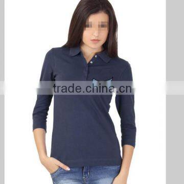 Hotselling wholesale long sleeve pima cotton polo shirt women