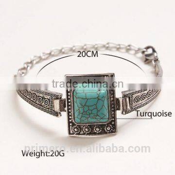 New Vintage Tibetan Silver Square Turquoise Bracelet Bangle Jewelry Wholesale photo-2