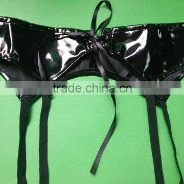 Women Faux Leather Garter Lingerie Wet Look Garter Clips for Stockings Sexy Gothic Style Belts Suspender With G-string photo-2