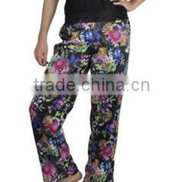 Flower Print Pants Waist Wide Leg Pants Loose Big Size Casual Palazzo Pants