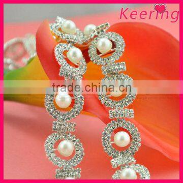 wholesale fashion new arrival pearl beads and crystal rhinestone chain WRC-190