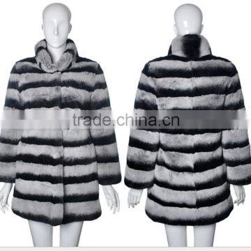 chinchilla dyed Rex rabbit fur coat /chinchilla rabbit fur coat