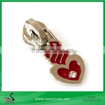 Sinicline Custom Silver Zipper Tag with Rhinestone and Painting