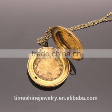 Gold Tone Fashion Women Alloy Locket Chain Pendant Necklace photo-3