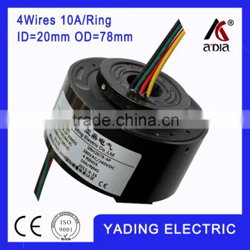 SRH 2078-4p Through bore slip ring ID20mm. OD78mm. 4Wires, 10A/per wire, thru bore slip rings