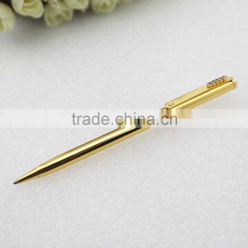 Gold metal pen with crystal , promotional gold metal pen