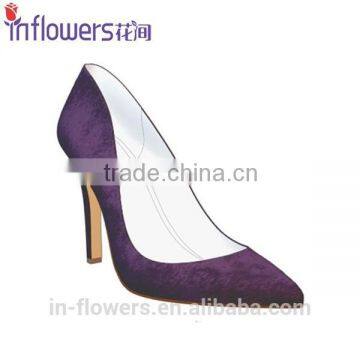 Purple Satin Materal Eneglat Women High Heel Shoes photo-3