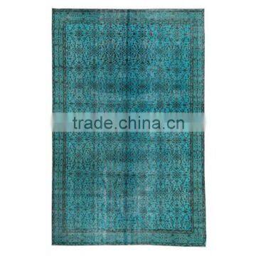 Handmade Turkish Carpet - Turquoise Over-dyed Rug (10,1 x 6,7 feet)
