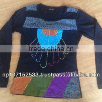 SHST50 cotton jerset top withhand work and print patch price 550rs $6.47