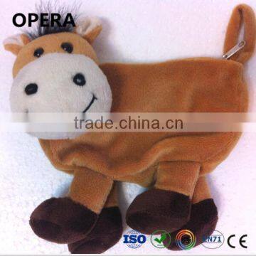 cheap wholesale soft plush animal cow pony toy bag