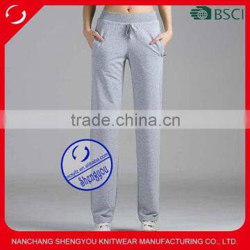 Wholesale custom made cotton blank grey women yoga jogger pants