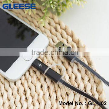 Gleese New Original 2 in 1 Micro USB Flat Cable 1M Data Sync Charging USB Cable For Iphone 5S/ 6 Plus Samsung