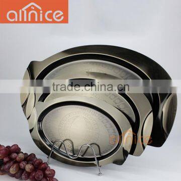 3pcs Oval Black Nickel Plating Metal Serving Tray Ss410 0.55mm Thickness Serving Tray photo-6