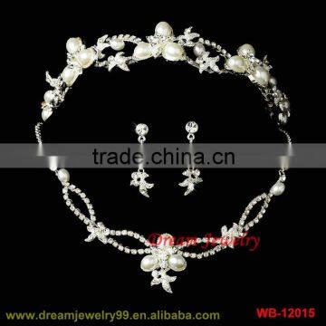 fashion pearl necklace set tiaras necklaces earrings 3pcs jewelry set wedding full sets