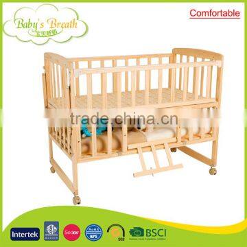 WBC-07A babysbreath comfortable wooden golden swinging baby crib parts