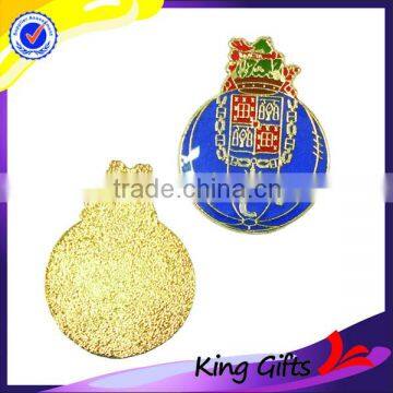 Personalized crown logo plated gold royal blue ball marker with epoxy coating