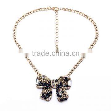 Top fashion butterfly beaded necklace flower crystal necklace