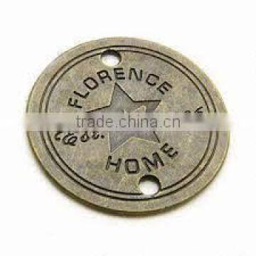 Customized etching metal label for luxury brand garment & handbags