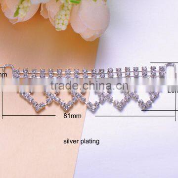 (M0929) 81mmx25mm,fit for 9mm ribbon, rhinestone connector for hair jewelry,silver plating